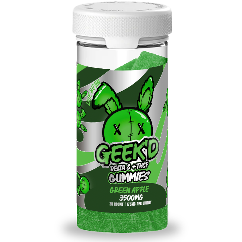 Geek'd Extracts - Delta 8 + THCP - Gummies 3500mg - Green Apple