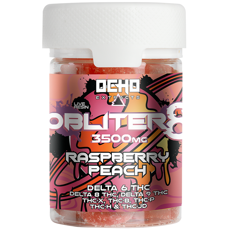 Ocho Extracts - 3500mg - Raspberry Peach - OBLITER8 Live Resin - Gummies