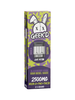 Geek'd Extracts - Blackberry Kush & Sour Diesel Sauce - Delta 8 + PHC + THC-JD - Live Resin Disposable