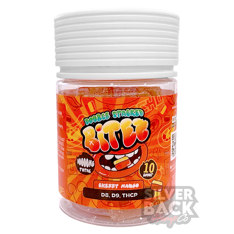 Double Stacked Bitez - Cherry Mango - Delta-8+Delta-9+THC-P - 10000mg Gummies