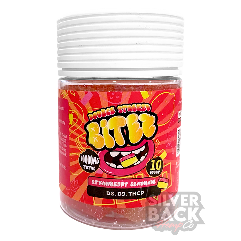 Double Stacked Bitez - Strawberry Lemonade - Delta-8+Delta-9+THC-P - 10000mg Gummies