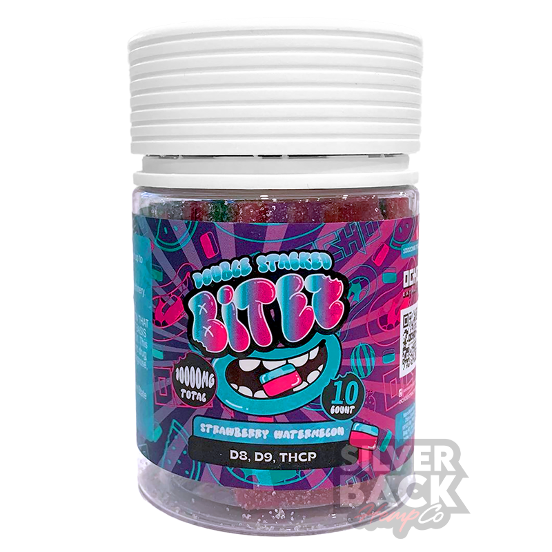 Double Stacked Bitez - Strawberry Watermelon - Delta-8+Delta-9+THC-P - 10000mg Gummies