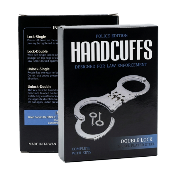 Double Hinged Steel Handcuffs – Nickel Plated