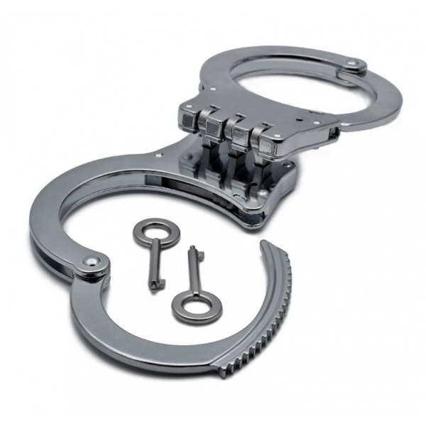 Double Hinged Steel Handcuffs – Nickel Plated
